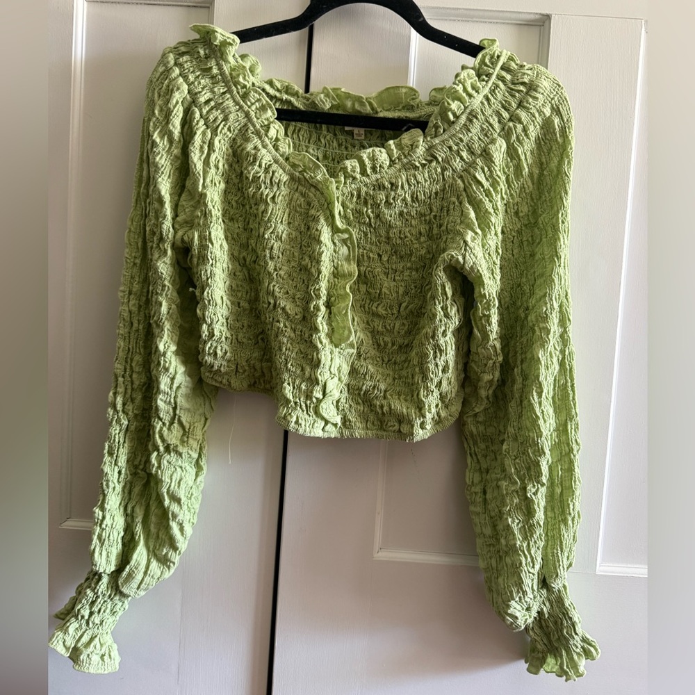 Like Green Ruffle Long Sleeve